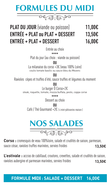 Formule midi et salade