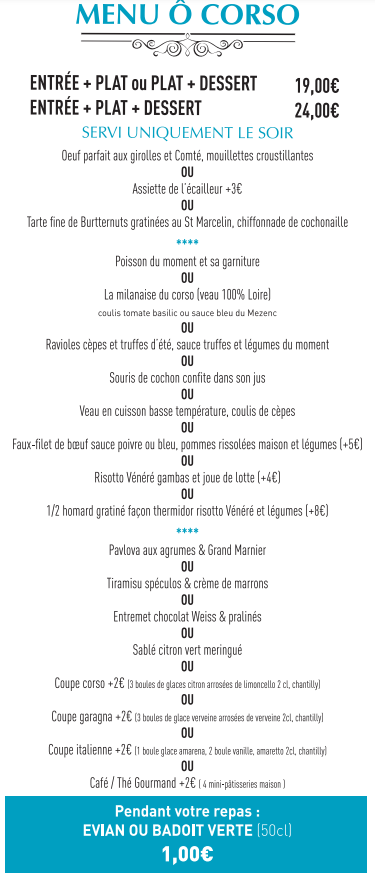 Menu Occorso